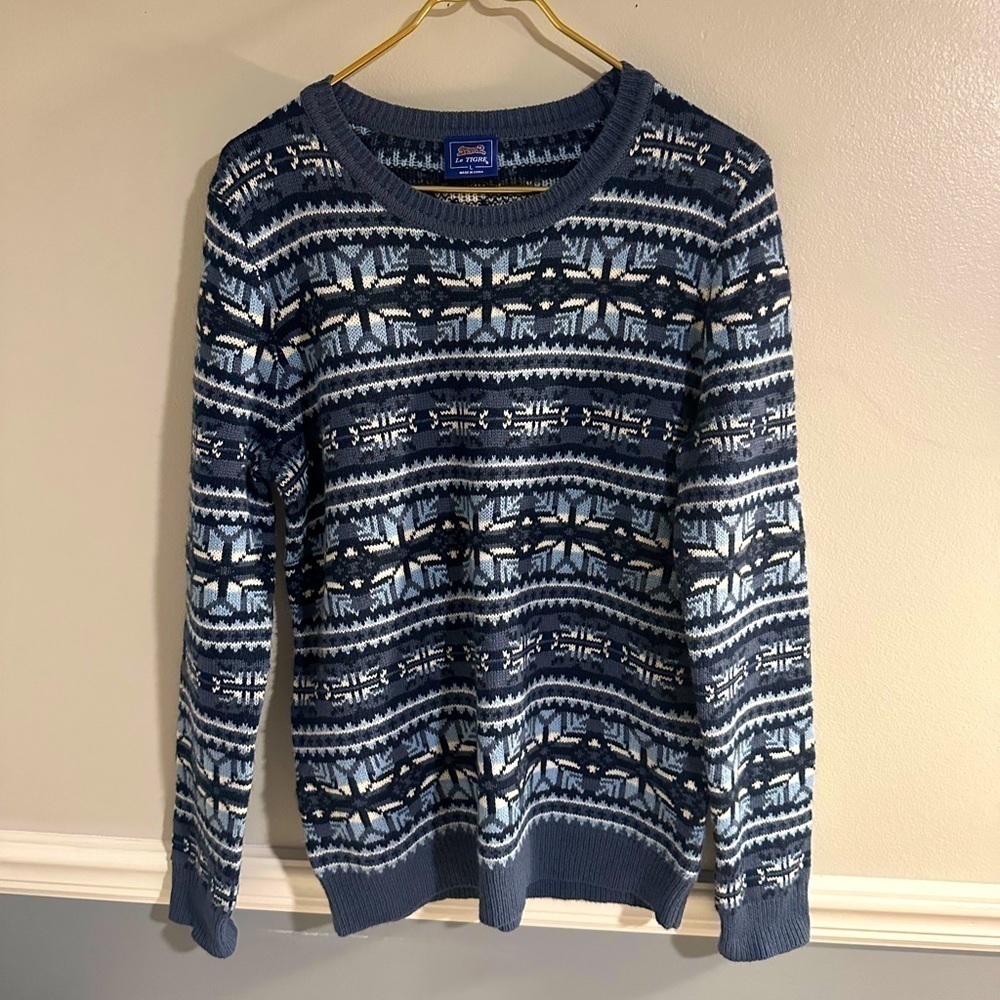 Le Tigre Snowflake Knit Sweater Crew Neck Large